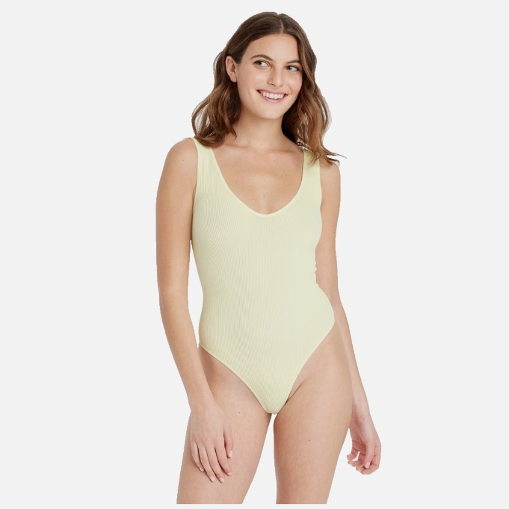 Colsie Yellow Ribbed Bodysuit One Piece